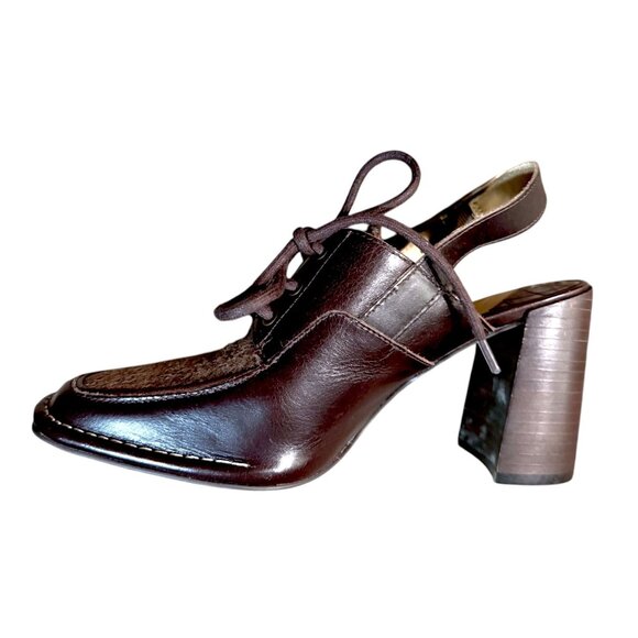 Antonio Melani Rae Brown Leather Slingback Block Heel Lace-Up Women 6.5 NWOB - Picture 6 of 8